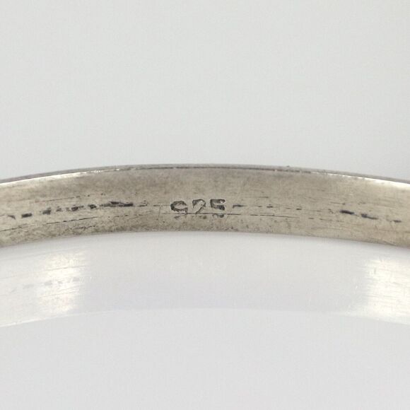 Vintage Sterling Silver 925 Purple Amethyst Agate Dangle Crystal Bangle 8.5" - Picture 10 of 12